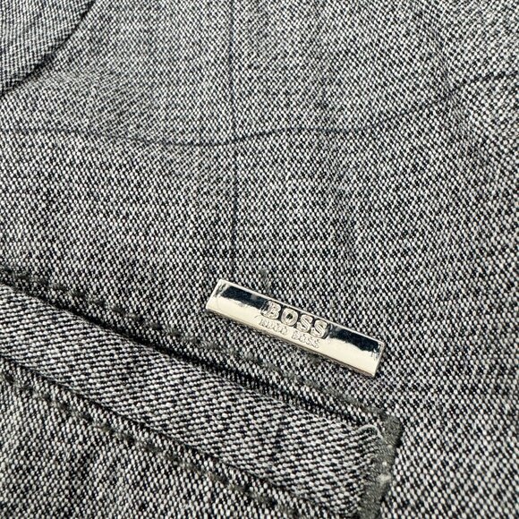 Men’s Slim-Fit Grey Check Hugo Boss Trousers - Picture 8 of 9